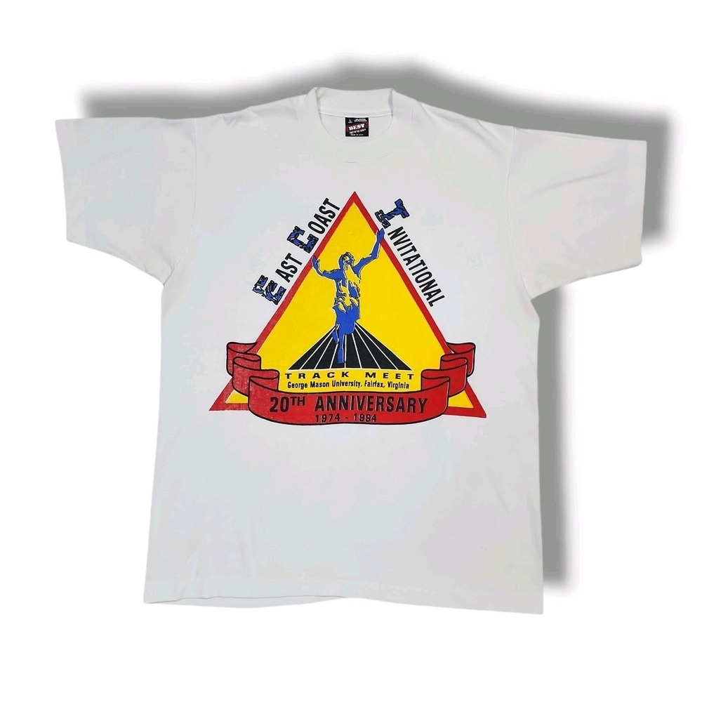 Vintage East Coast Invitational‎ Track Meet White T-Shirt Men's L